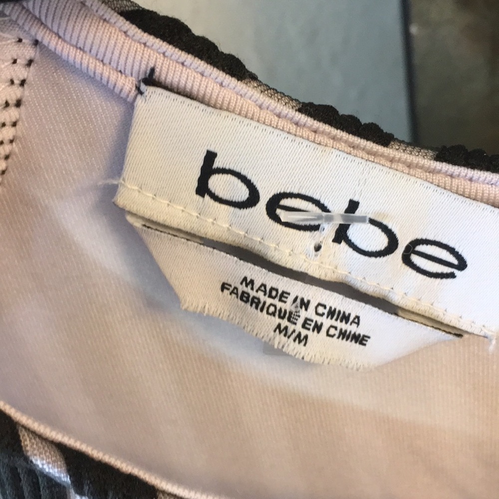 Fabulous Bebe Stretchy Peplum Sheer Stripe Lined M - Picture 2 of 8